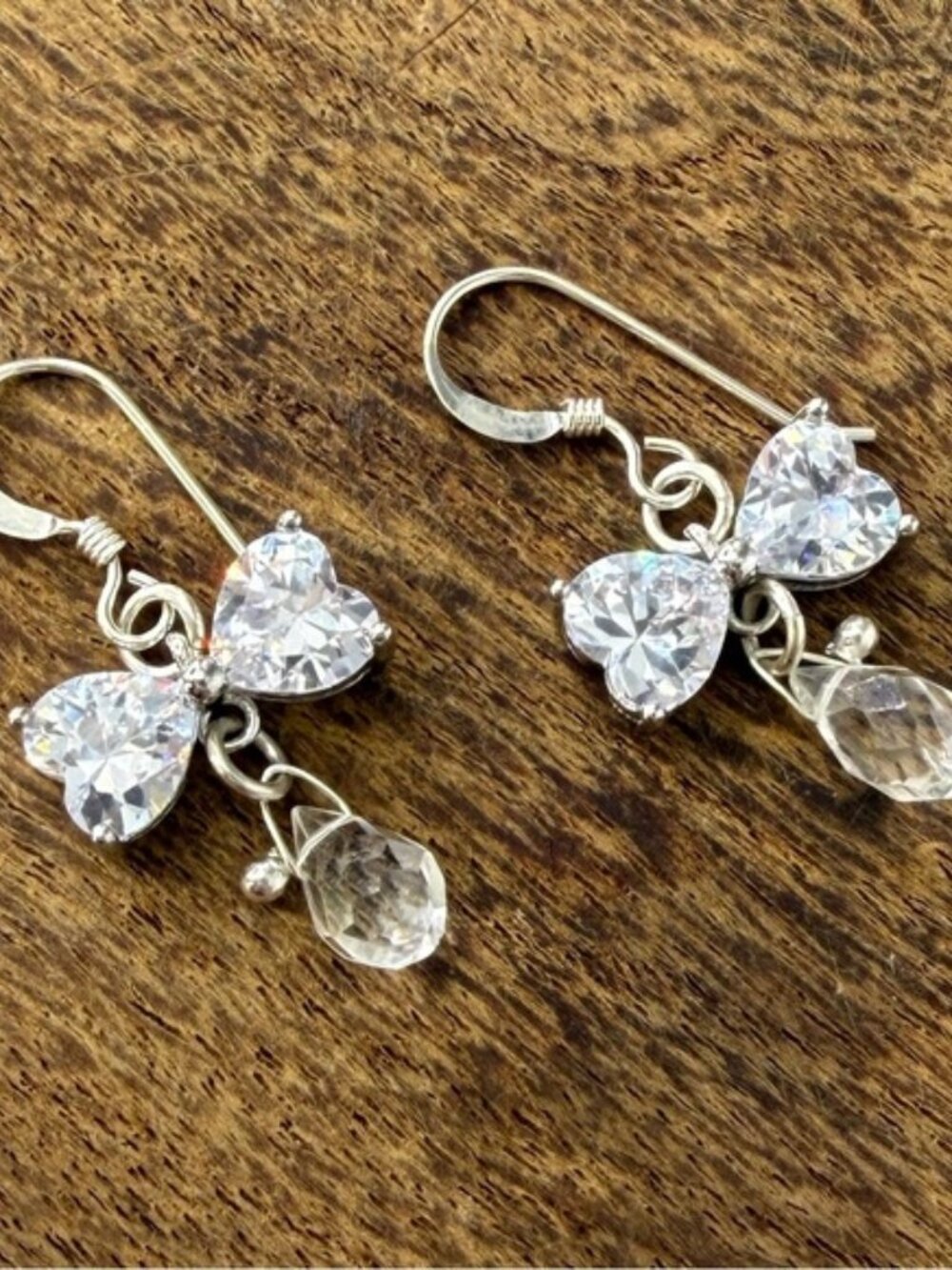 Elegant Natural Crystal Quartz Drop Earrings, Rhinestone Bow Bridal Earrings